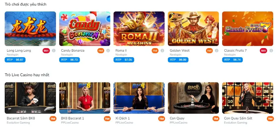 Casino trực tuyến cung cấp nhiều giải pháp game đặt cược